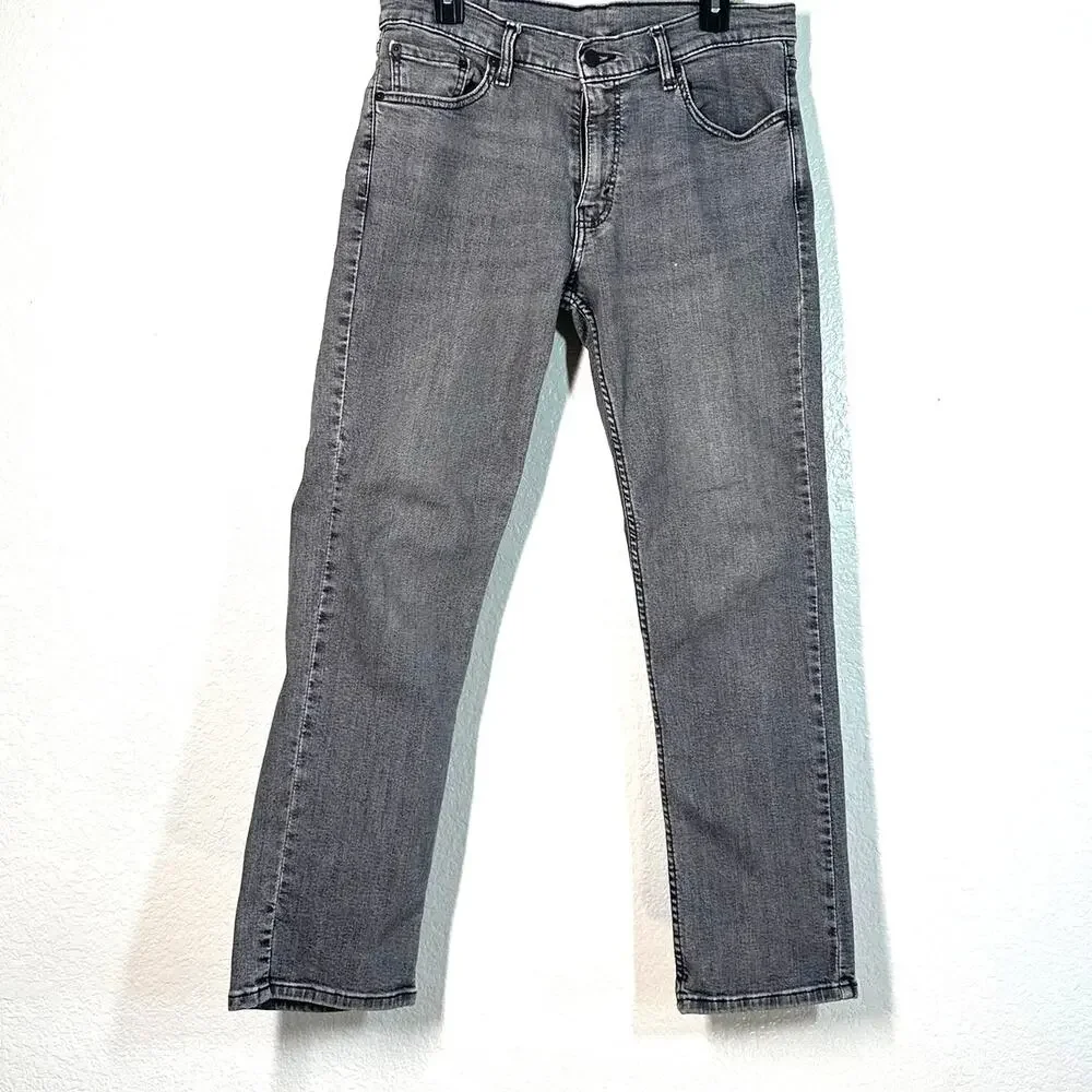33/30 Levi's 511 Slim Fit grey denim jeans mid-rise  zip fly men's black wash
